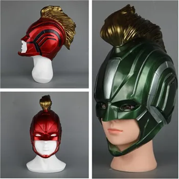 

Hot New Movie Captain Marvel Mask Cosplay Costumes Props Carol Danvers Helmet Red Green PVC Mask Super Cool Fancy Gift