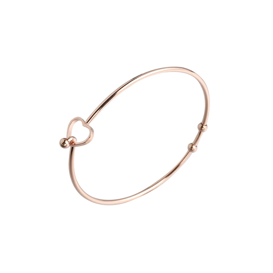 Fnixtar 2mm Thickness Wire Bangle Stainless Steel Open Love Heart Bracelets Bangle  60mm 10piece/lot 3