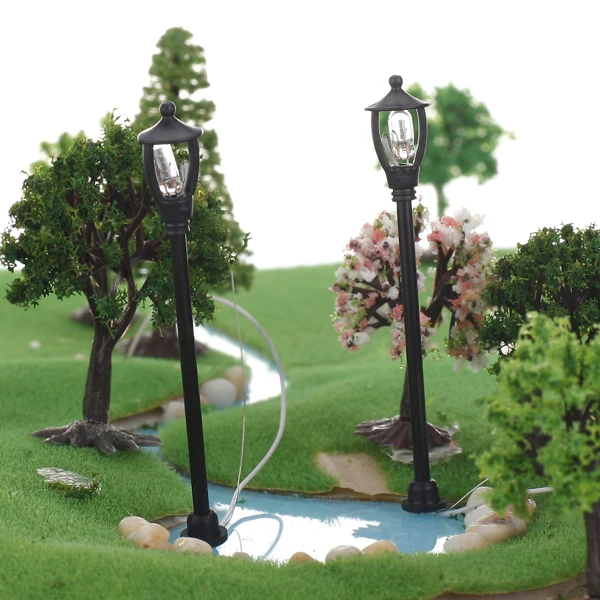 People Figures Bench Models 1:100 Lamppost Lights for Garden Park Landscape Models/Lamppost Models for HO Scales Layout Accs