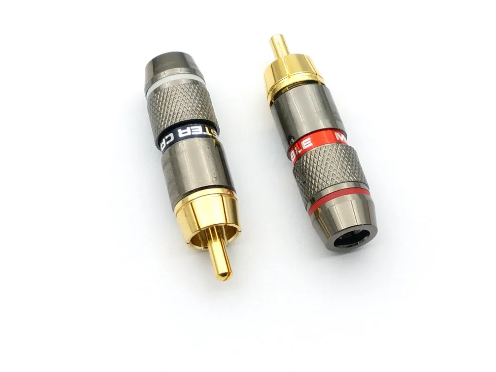 Высококачественный медный RCA штекер позолоченный паяльный аудио-видео адаптер
