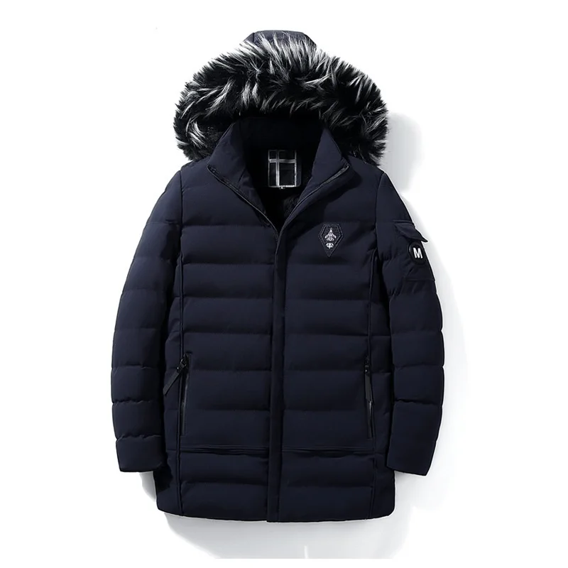 

Men's Winter Jackets Casual Hooded Cotton-Padded Men Parkas Thick Slim Fit Wadded Coats Male Outerwear Warm Cloth AU-142