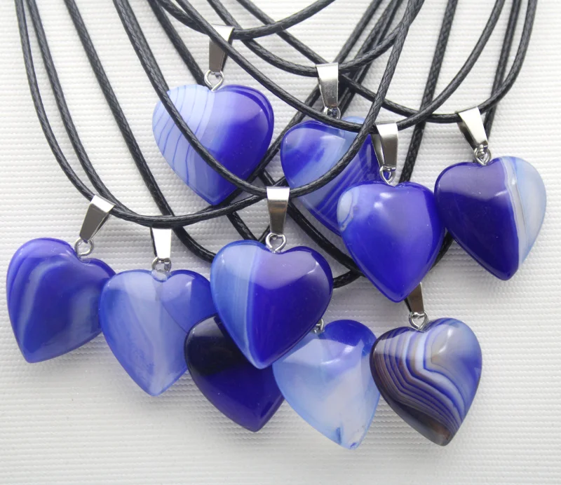 wholesale 20mm natural stone heart pendant quartz crystal agates turquoises malachite stone for Jewelry making Necklace pendant - Image 4