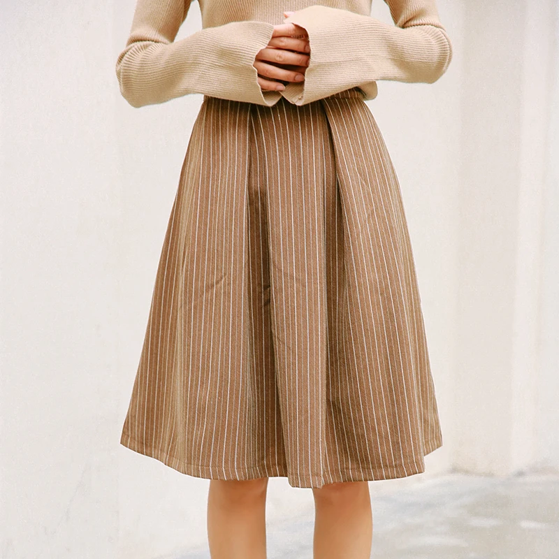 

Autumn Women's Skirts Japanese Harajuku Ulzzang Casual Loose Striped A-line Skirt Female Korean Kawaii Cute Clothing For Women