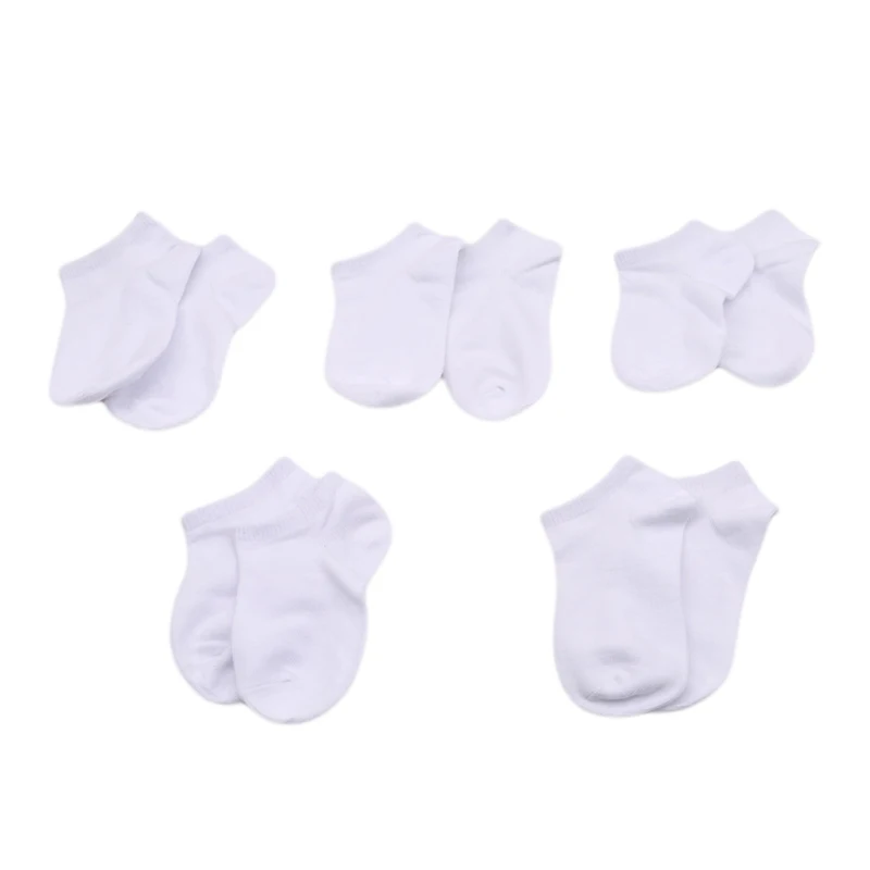 5Pairs/Lot Baby White Kid Short Socks Spring Style Solid Thin Soft Cotton Children For Boys Girls Sport Students Socks
