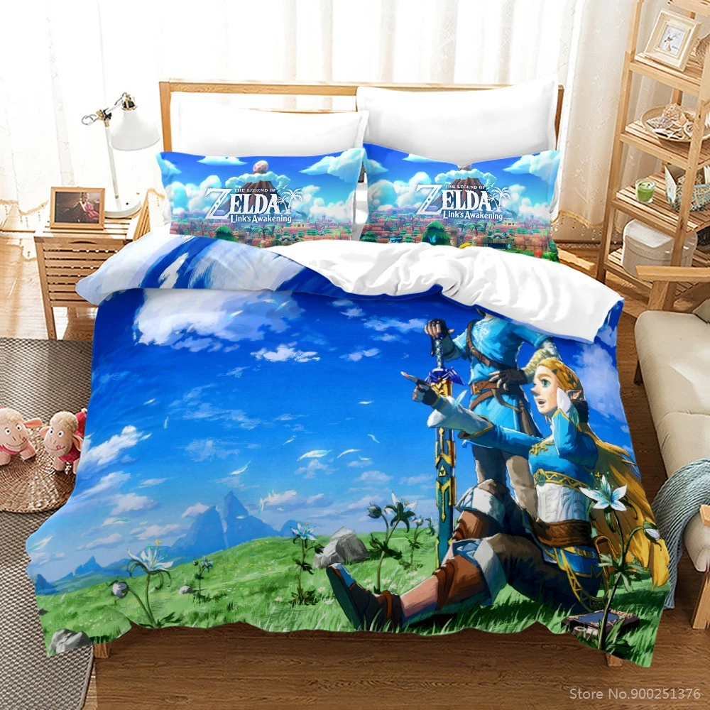 Zelda-conjunto de cama para meninos e meninas, estampado em 3d, tamanho king /queen, roupas de