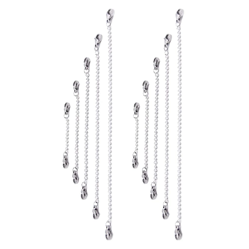 10PCS Chain Extender with Lobster Clasp for Necklace Bracelet Anklet for Jewelry Making Accessories, 5 Sizes