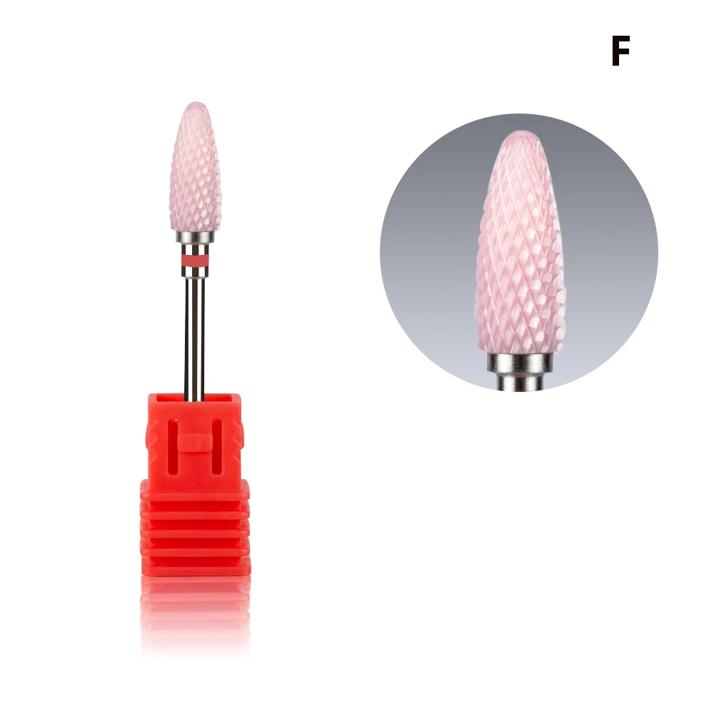 Керамическая фреза Радуга карбид-вольфрамовый ногти сверло для электрического маникюра машина Электрические роторные фрезы пилки для ногтей - Цвет: Pink-F