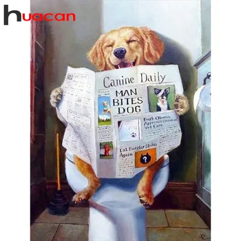 

Huacan Diamond Painting Kit Dog Mosaic Animal Diamond Art Embroidery Cross Stitch Newspaper Home Decor