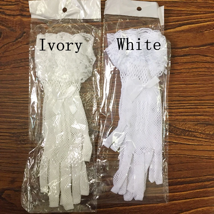 Short Bridal Gloves 1Pair White Ivory Black Elegant Lace Wedding Gloves for Bride Sexy Bridal Fingers Wedding Accessories lace gloves wedding dress gloves