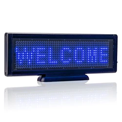 Mini led sinal recarregável usb programável placa de mensagem portátil display led com base e corrente smd azul cor texto