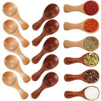 Short Handle 10 Packets of Small Wooden Spoon Tea Honey Coffee Condiment Salt Sugar Spoon Baby Mini Spoon Kitchen Accessories 1