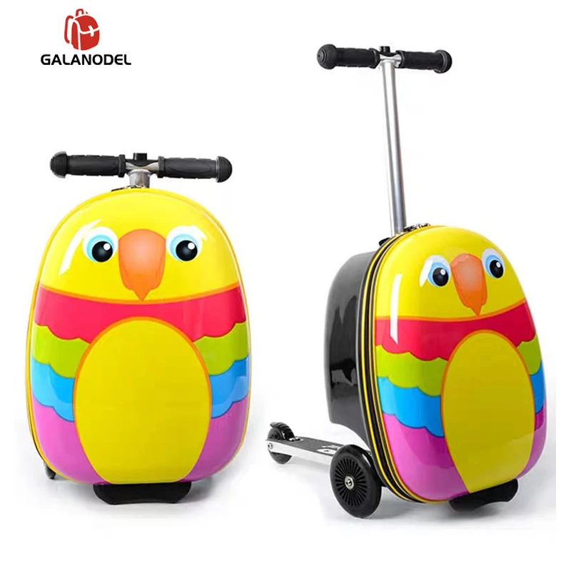 

18" Inch Kids Scooter Luggage Cute Cabin Trolley Trunk Lazy Suitcase for Baby Rolling Luggage Child Travel Suitcase on Wheels