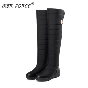 

MBR FORCE Fashion Big size warm snow boots women platform boots solid color waterproof knee high winter flower down boots Female