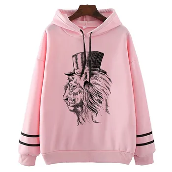 

Leo Lion Girl Hoodies Women　Harajuku Fashion Vogue Cotton KaWaii Casual Female Anime Funny Camiseta Mujer