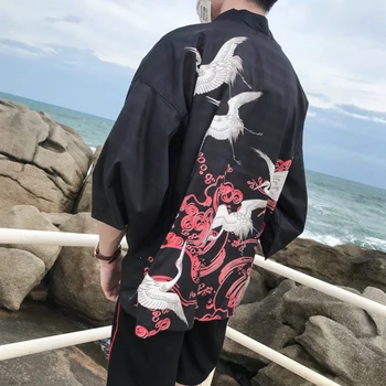 

Summer Men Short Sleeve Loose British style graffiti Print Kimono Jackets Cardigan Short Sleeve Shirt Sunscreen Coat Robe top
