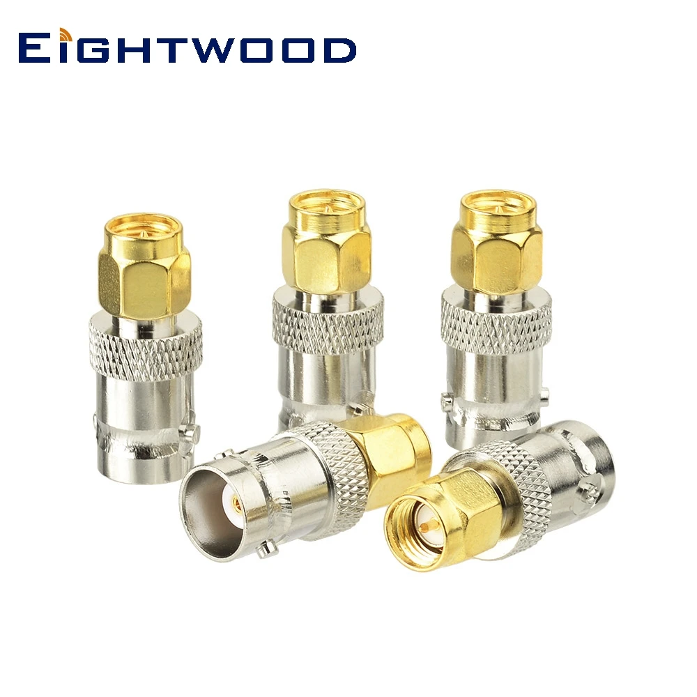 Eightwood 5 шт. RF Коаксиальная радиоантенна адаптер SMA штекер к BNC Гнездовой разъем для