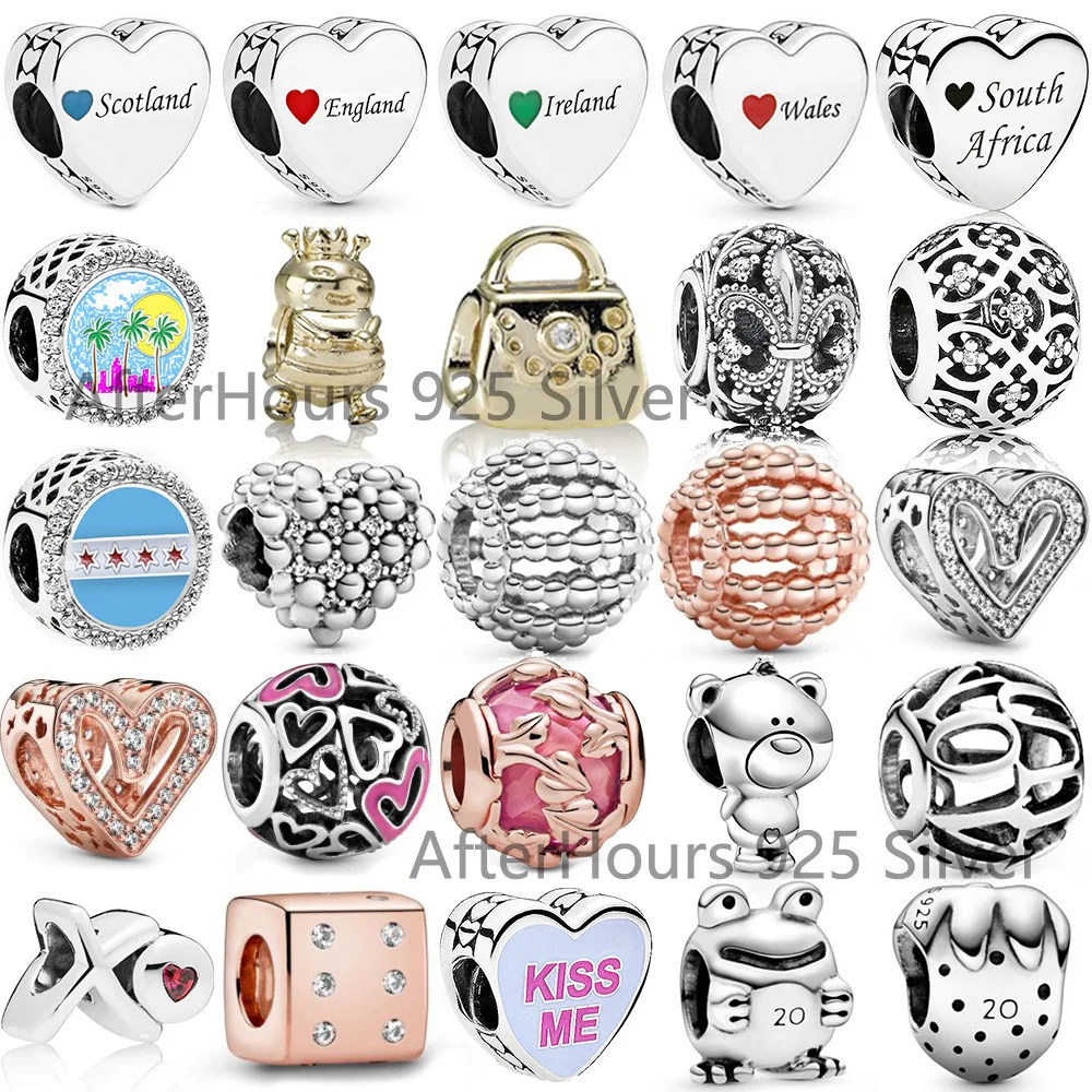 2021 New 925 Sterling Silver Love Heart Charm Lntricate Lattice Sparkling Freehand Fit DIY Jewelry For Women Free Delivery | Украшения и