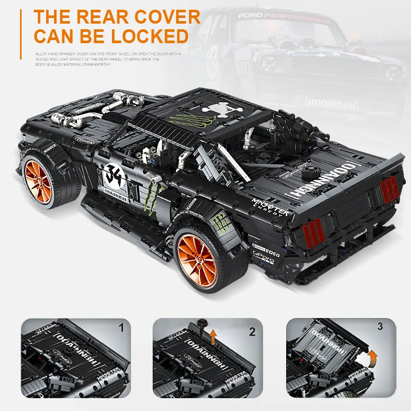 Дешево 2019 Новинка 1965 Ford Mustang Hoonicorn гоночный автомобиль fit Technic MOC 22970 FIT 20102 строительные блоки кирпичи детские игрушки подарок