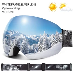 COPOZZ Anti-Fog Ski Goggles Spherical Frameless Ski Snowboard Snow Goggles 100% UV400 Protection Anti-Slip Strap for Men Women
