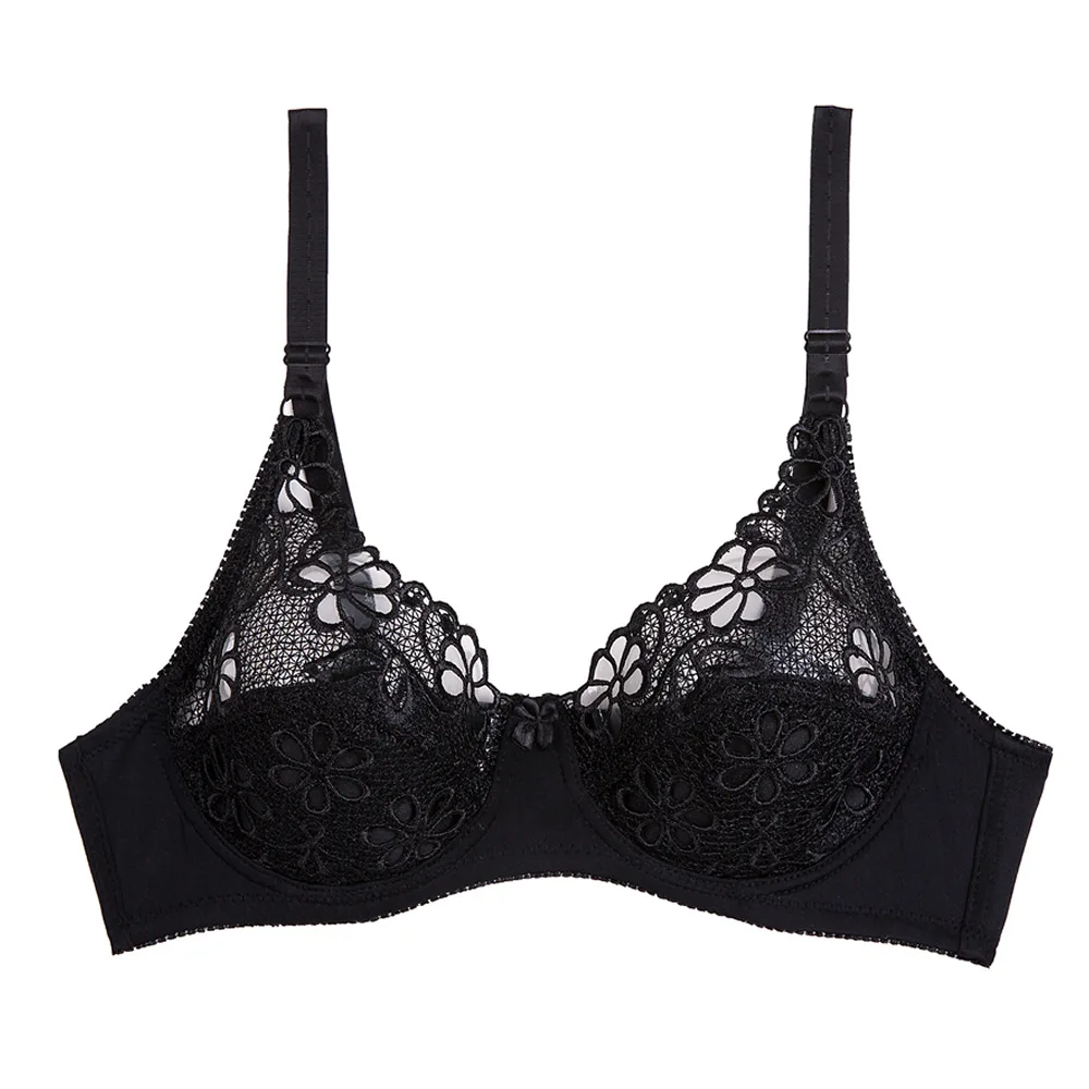 

Sexy Plus Size Women Underwire Bralette Top Lace Bras 3/4 Cup Girl Underwear Breathable Brassiere Comfort Lingerie Push Up Bra