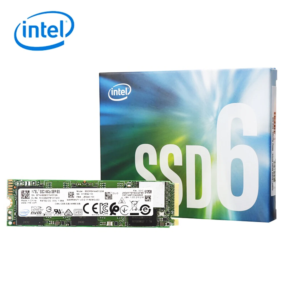 Твердотельный накопитель Intel 660p ssd 512GB 1 ТБ 2 ТБ-PCI Express(PCI Express 3,0x4)-внутренний SSD-intel M.2 2280 NVME ssd