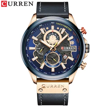 

Curren new men's watch waterproof quartz multi-function watch men's calendar leather strap sports watch casual watches