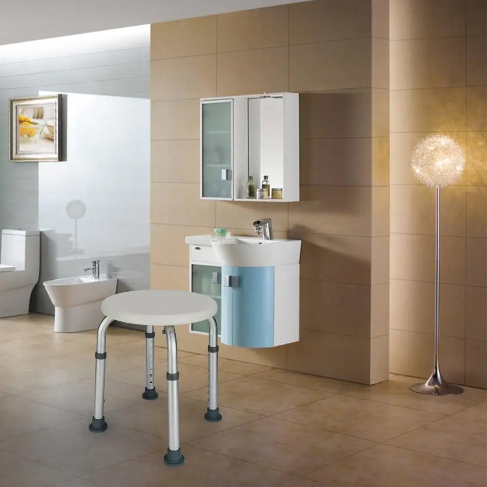 

Elderly Bath Chair Round Stool with Sucker Armrest Non Slip Height Adjustable Chair Home Shower Stool Toilet Disabled Seat