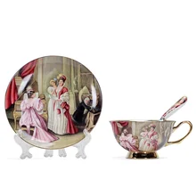YeFine High Quality Bone Porcelain Coffee Cups Vintage Ceramic On-Glazed Advanced Teacup And Saucers Sets Luxury Gifts