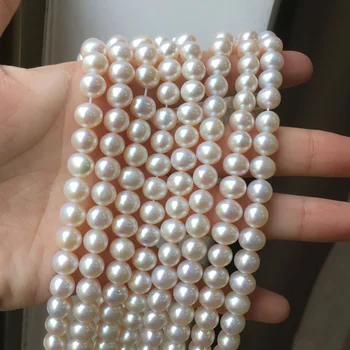 

Loose pearl strand pearl necklace Round shape with Size 8-9mm perfect luster for DIY Jewelry