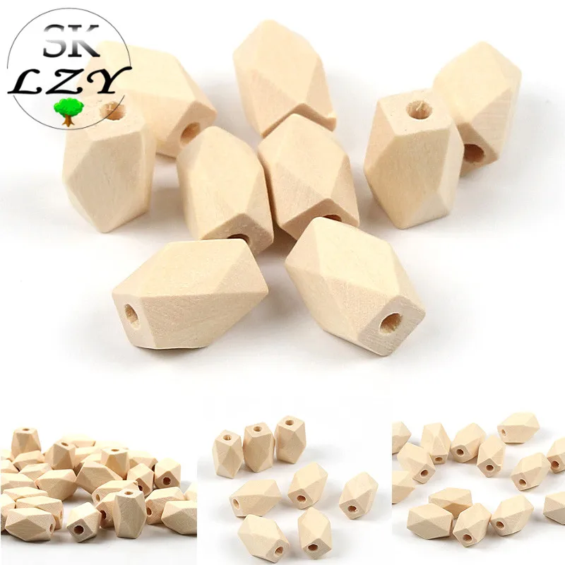 

10PCS Natural Wood Color Octagonal Beads DIY Geometric Cut Surface Multi-shaped Wooden Beads Handmade Jewelry Accessories