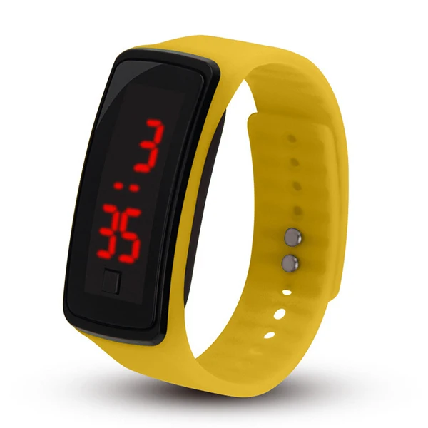 Цифровые Детские часы со светодиодным сенсорным экраном красочные силиконовые подростковые детские часы для девочек спортивные электронные часы для мальчиков montre fille - Цвет: yellow