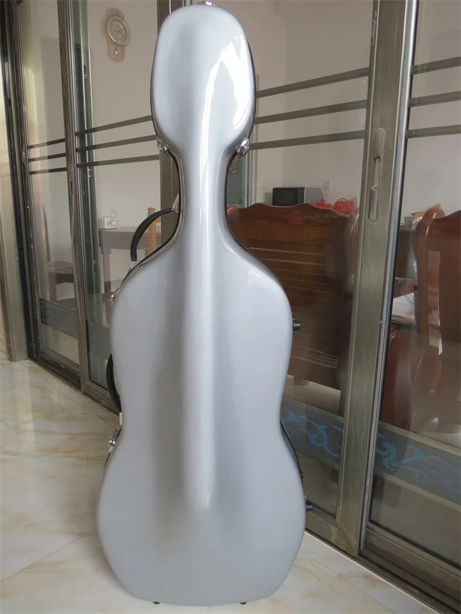 Great 4/4 grey fiberglass cello hard case w/wheells