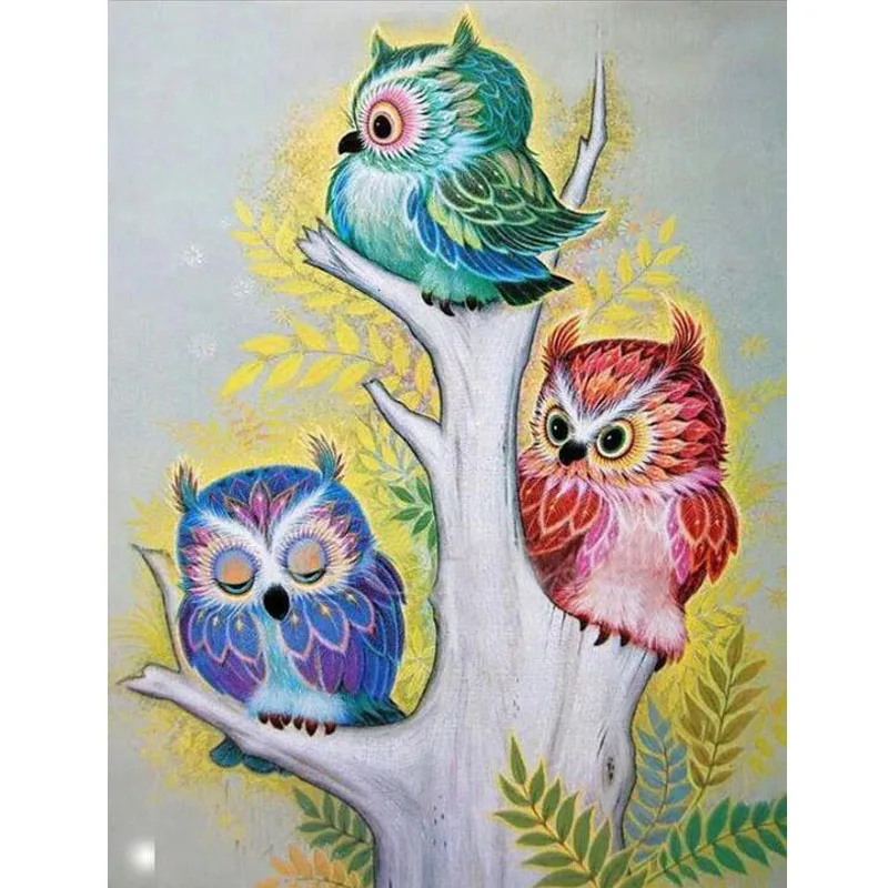 5D алмазная живопись вышивка крестиком сделай сам мультяшная сова дерево