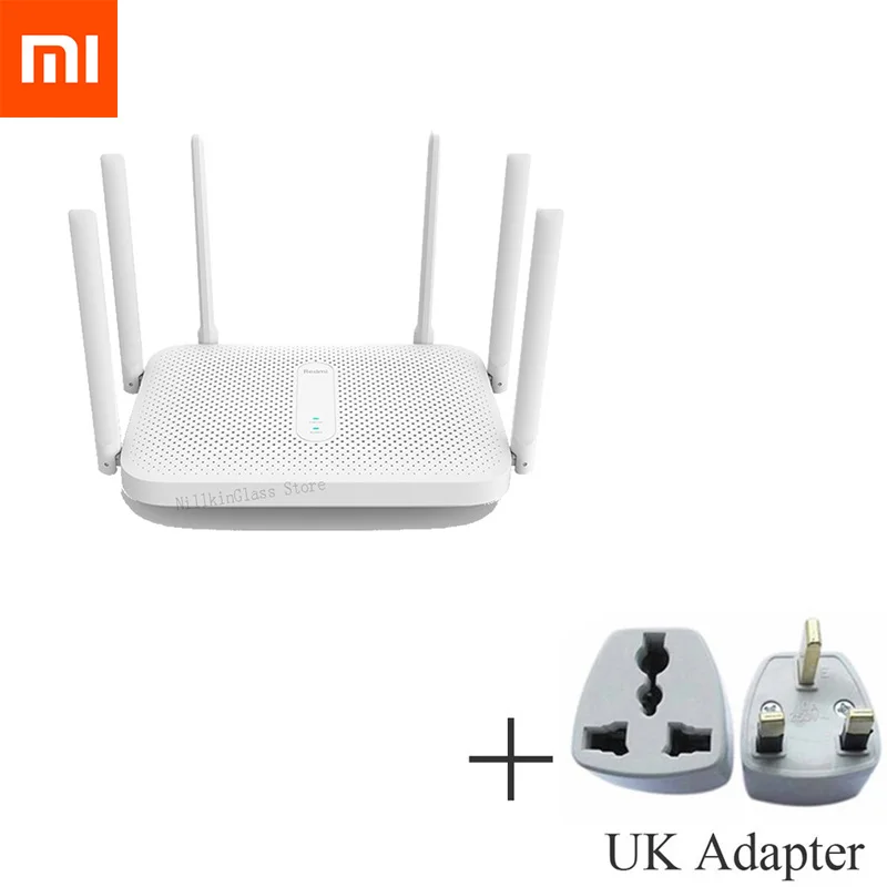 Add UK Adapter Xiaomi Redmi AC2100 маршрутизатор гигабитный двухдиапазонный беспроводной маршрутизатор Wifi повторитель с 6 антеннами с высоким коэффициентом усиления широкий охват простая настройка - Цвет: Add UK Adapter