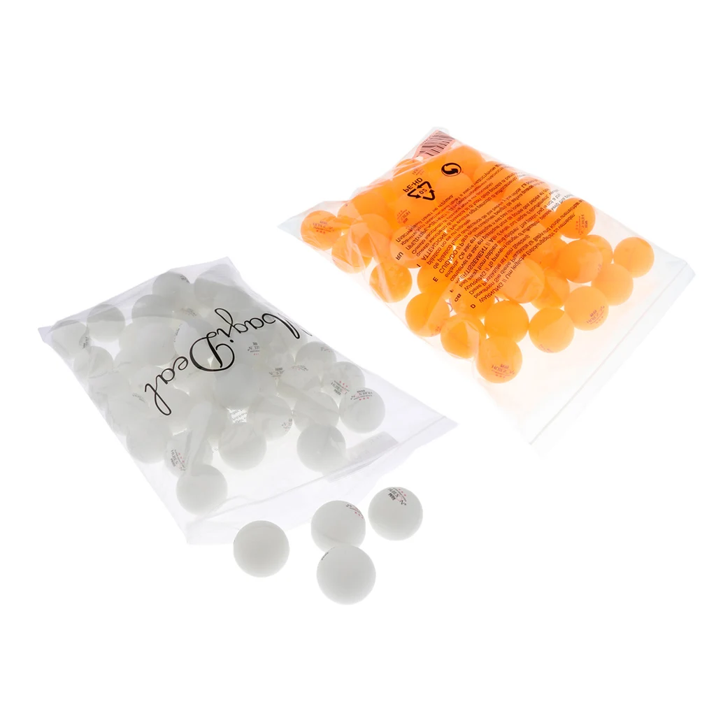 100Pcs Durable 3 Star 40mm Table Tennis Balls Ping Pong Training Practice Ball (50Pcs White + 50Pcs Orange)