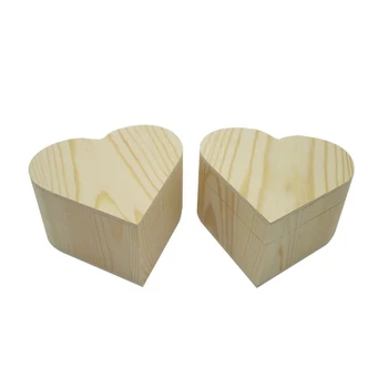

Wooden Box Heart Storage Box Jewelry Box Valentine's Day Gift Box Wooden Organizer 2 Pack