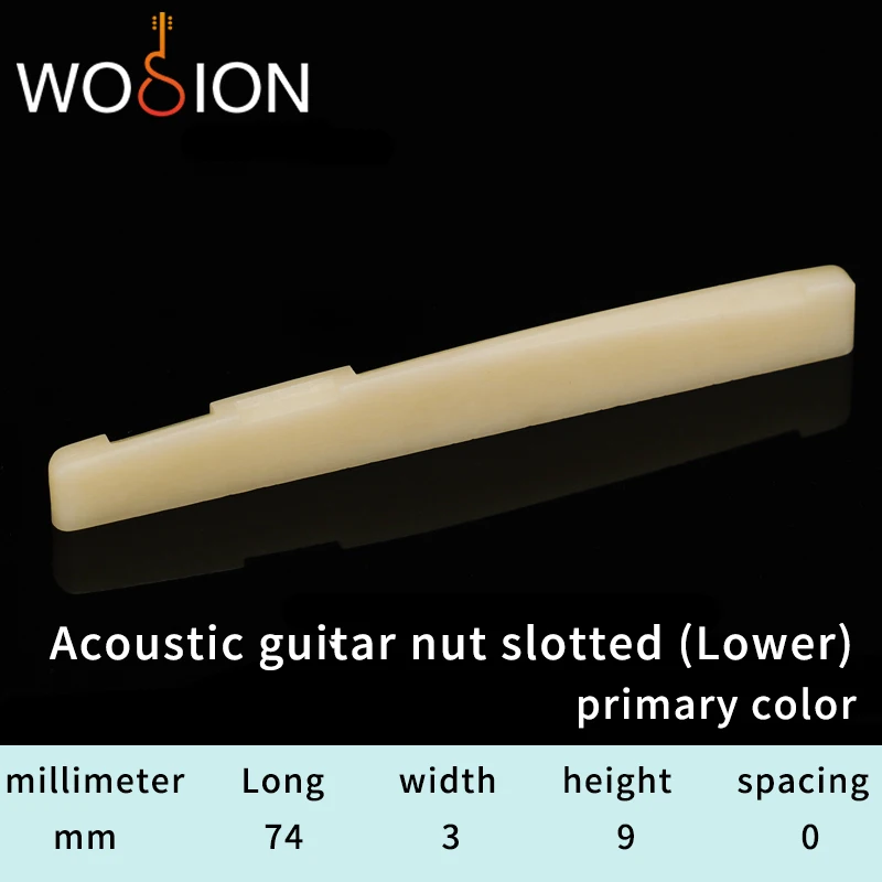 Wosion Bovine bone primary color Acoustic guitar ,Classical guitar nut slotted, upper and lower nuts slotted in various sizes。