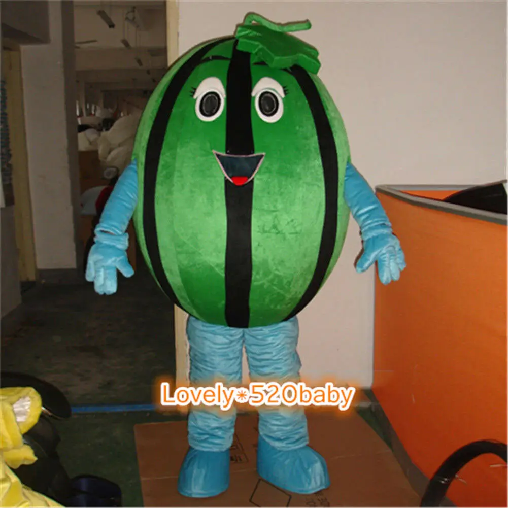 

Green Watermelon Mascot Costume Advertising Walking Doll Fruit Party Cosplay Adult Xmas Halloween Stage Performance Masquerade