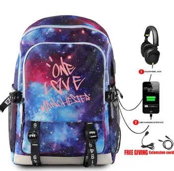 

32 colors Mochilas Student bag computer backpack Ariana Grande cool simple backpack USB charging backpack for men and women