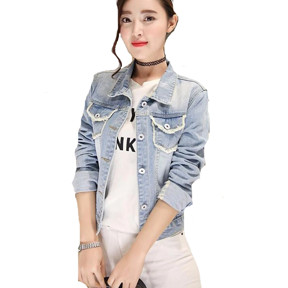 light wash denim jacket ripped