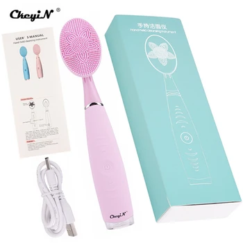 

USB charging electric facial cleaning massage Brush Handheld Waterproof Silicone Face Skin Cleaner Makes Smoother with Box