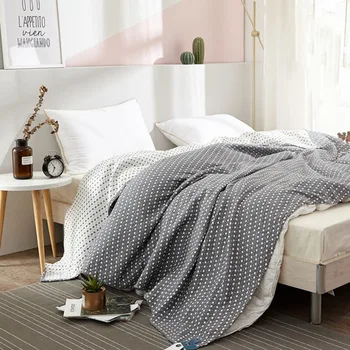 

Cotton Towel Thread Blanket for Adults Kids Soft Breathable Bedspread Bedclothes Gray Summer Striped Throw Blankets on Sofa Bed