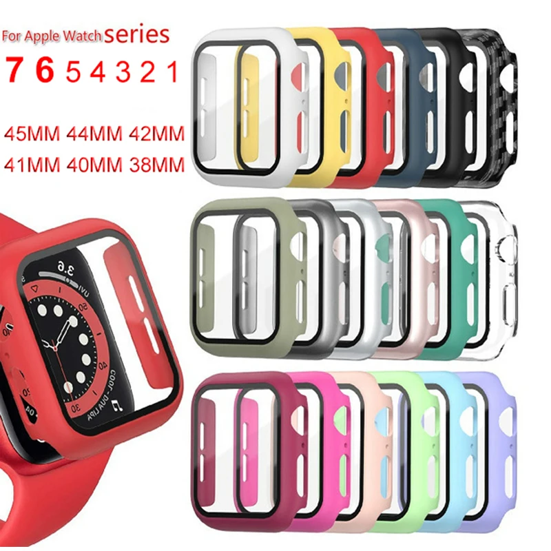 Glas hoes voor Apple Watch case 44mm 40mm 45mm 41mm 42mm 38mm iWatch Accessorie Screen Protector Apple watch series 3 4 6 SE 7 8 AliExpress 1511