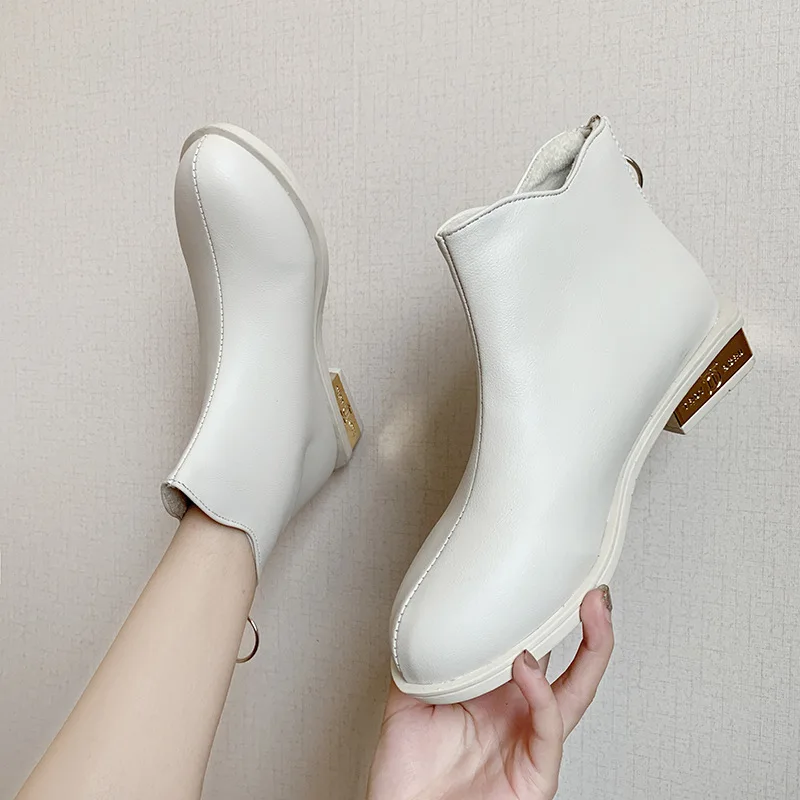 

Martin Boots Women's 2019 Spring And Autumn Versatile Korean-style Chunky-Heel Semi-high Heeled Martin Women's New Style Single
