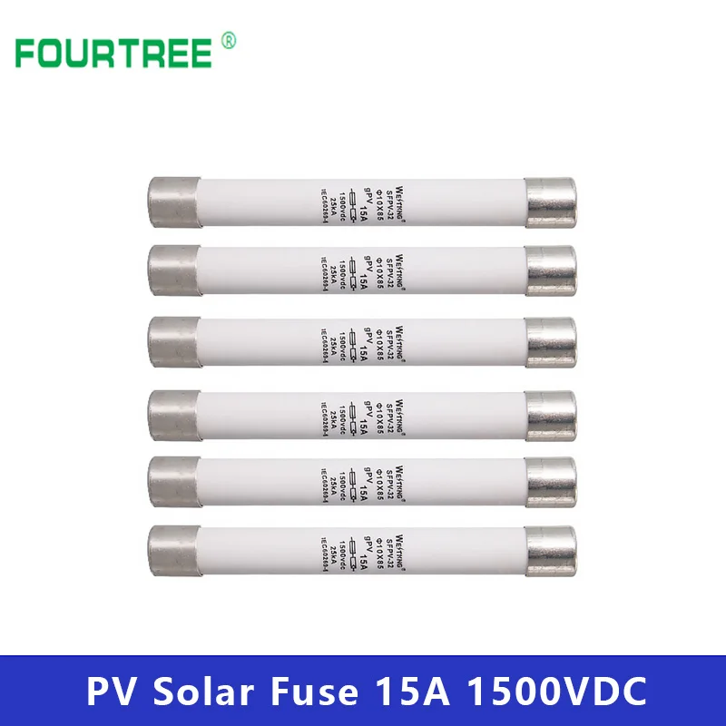 

10Pcs/Lot PV Solar Fuse 1500VDC High Pressure Current Limit For Photovoltaic System Combiner Box 10x85mm Safety Protection