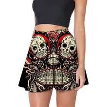 Сексуальные летние юбки для женщин s m l до 4xL белые черные юбки для девочек с принтом черепа