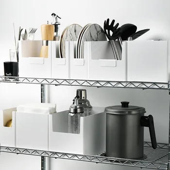 

1Pc Kitchen Refrigerator Organizer Daily Necessities Desktop Storage Bin Box Tableware Bar Storage Container Kitchen Accessories