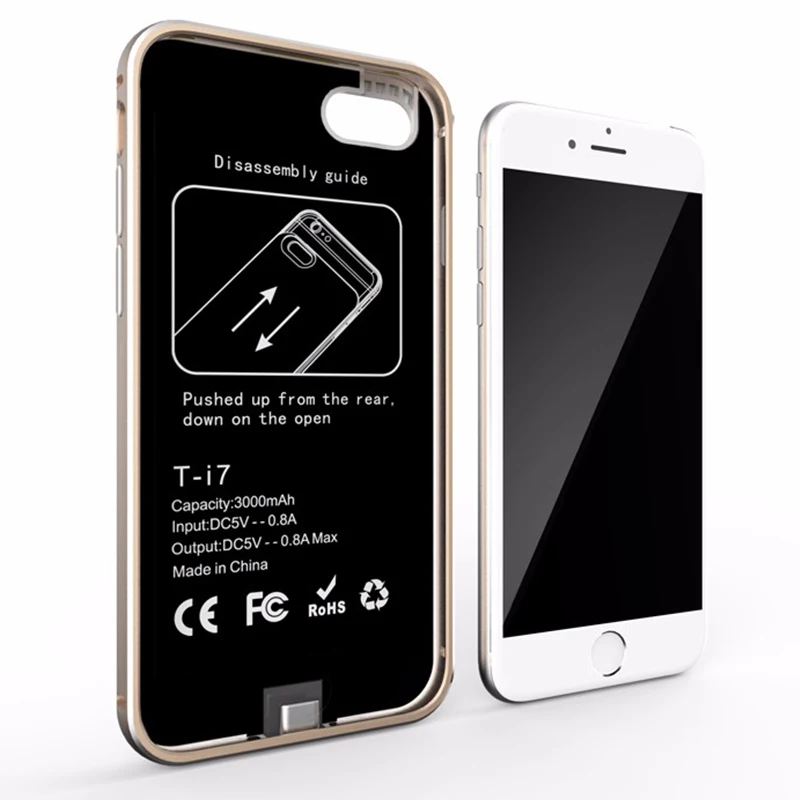 4000 Mah For Iphone 7 Plus Battery Case Metal Shell Power Charger Cover Smart For Iphone 7 Plus Battery Case 5.5 Inch 7Plus afbeelding