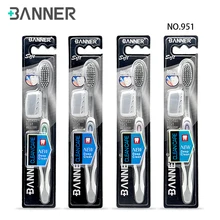 Баннер зубная щетка для ухода за полостью рта здоровье зубы Глубокая чистка эко средний Серебряный Ион мягкая щетина зубные щетки