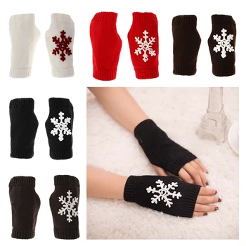 

Women Girl Outdoor Knitted Arm Fingerless Warm Winter Gloves Mitten